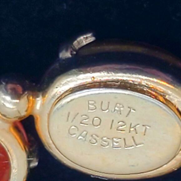 Egyptian Revival Cassell Scarab Brooch 1/20 12KT Gold Filled Carved Stone Pin - Picture 5 of 8